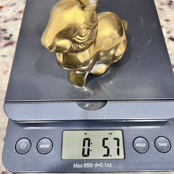 Vintage Solid Brass Rabbit Paperweight Bunny Figurine Whimsical Bookcase Decor - Picture 8 of 9